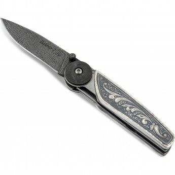 Нож складной КИЗЛЯР БАЙКЕР-2 сталь Дамаск рукоять серебро Кубачи Нож складной КИЗЛЯР БАЙКЕР-2 сталь Дамаск рукоять серебро Кубачи